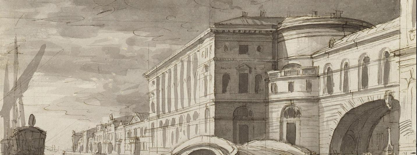 Обложка: Пьетро Гонзага. Вид Эрмитажного театра. Эскиз занавеса. 1802.