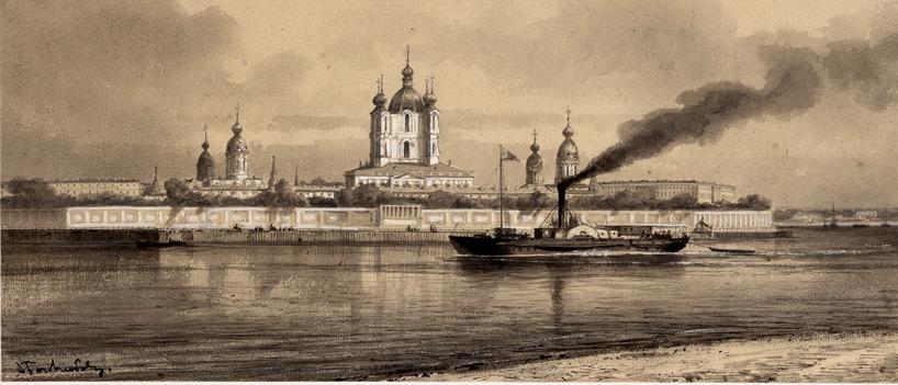 Обложка: А.П.Боголюбов. Отъезд. Смольный монастырь. 1863. ГМЗ Павловск.
