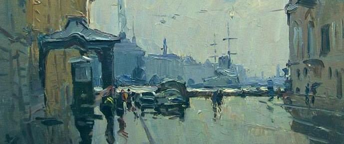 Обложка: Александр Семёнов (1922-1984). «Мокрый день» (1977).