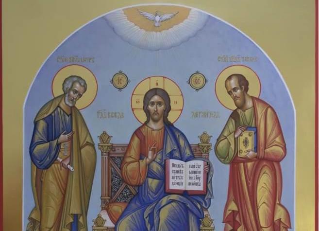 Петропавловскому собору подарили икону «Предстояние святых апостолов Петра и Павла перед Христом»