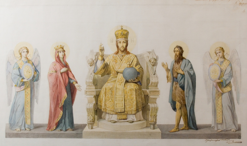 П.Басин. Христос на троне с предстоящими и двумя архангелами