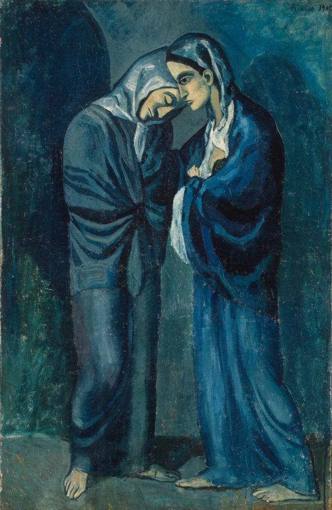 Пабло Пикассо «Две сестры (Свидание)» (1902 г.). Главный штаб, зал 431. Правообладатель: Государственный Эрмитаж, hermitagemuseum.org. Пабло Пикассо. «Две сестры (Свидание)» (1902 г.). Где: Главный штаб, зал 431. Правообладатель: Государственный Эрмитаж, hermitagemuseum.org.
