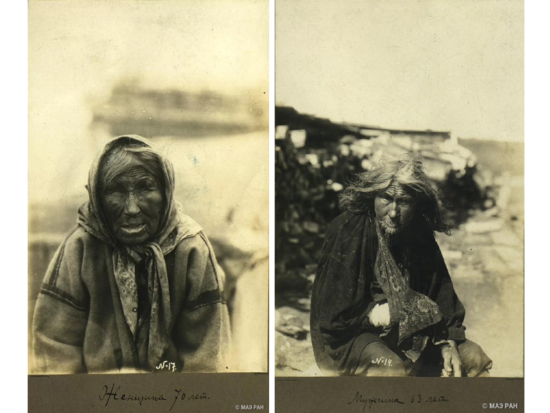Слева: Портрет женщины (70 лет). Кеты. 1901 — 1906. Справа: Портрет мужчины (63 года). Кеты. 1901 — 1906