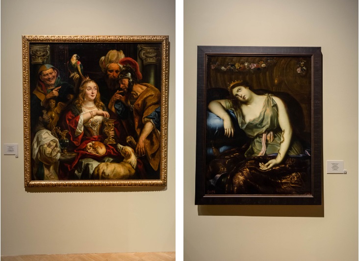 Слева: Якоб Йорданс (1593 – 1678), Пир Клеопатры. Справа: Пьер Миньяр (1612 – 1695), Смерть Клеопатры (1635). Фото: Ирина Иванова