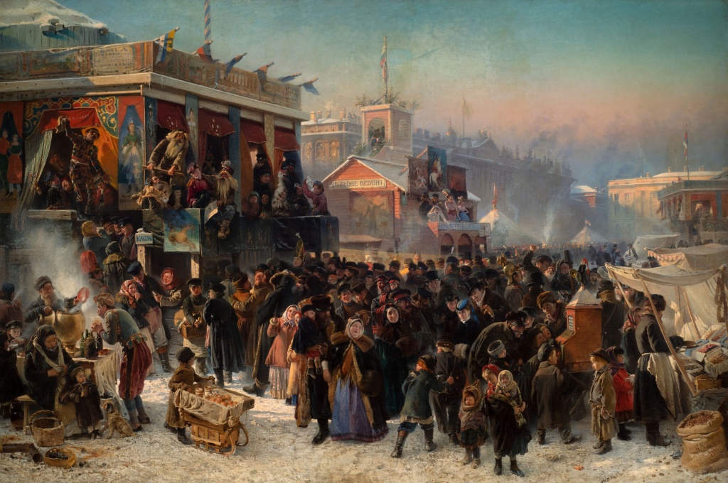 Маковский К.Е. Народное гулянье во время масленицы на Адмиралтейской площади в Петербурге. 1869. Маковский К.Е. Народное гулянье во время масленицы на Адмиралтейской площади в Петербурге. 1869.