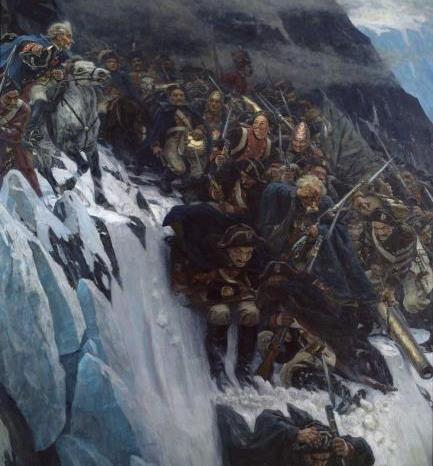 Василий Суриков «Переход Суворова через Альпы», 1899. Русский музей. Источник: rusmuseumvrm.ru. Правообладатель: rusmuseumvrm.ru. 