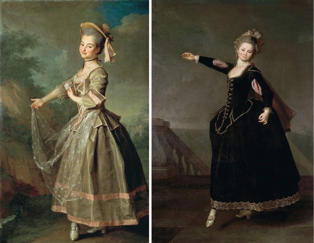 Дмитрий Левицкий. Портреты Екатерины Нелидовой (1773) и Натальи Борщовой (1776) в костюмах Серпины и Пандольфы из оперы «Служанка-госпожа». Правообладатель: Государственный Русский музей. Дмитрий Левицкий. Портреты Екатерины Нелидовой (1773) и Натальи Борщовой (1776) в костюмах Серпины и Пандольфы из оперы «Служанка-госпожа». Правообладатель: Государственный Русский музей.