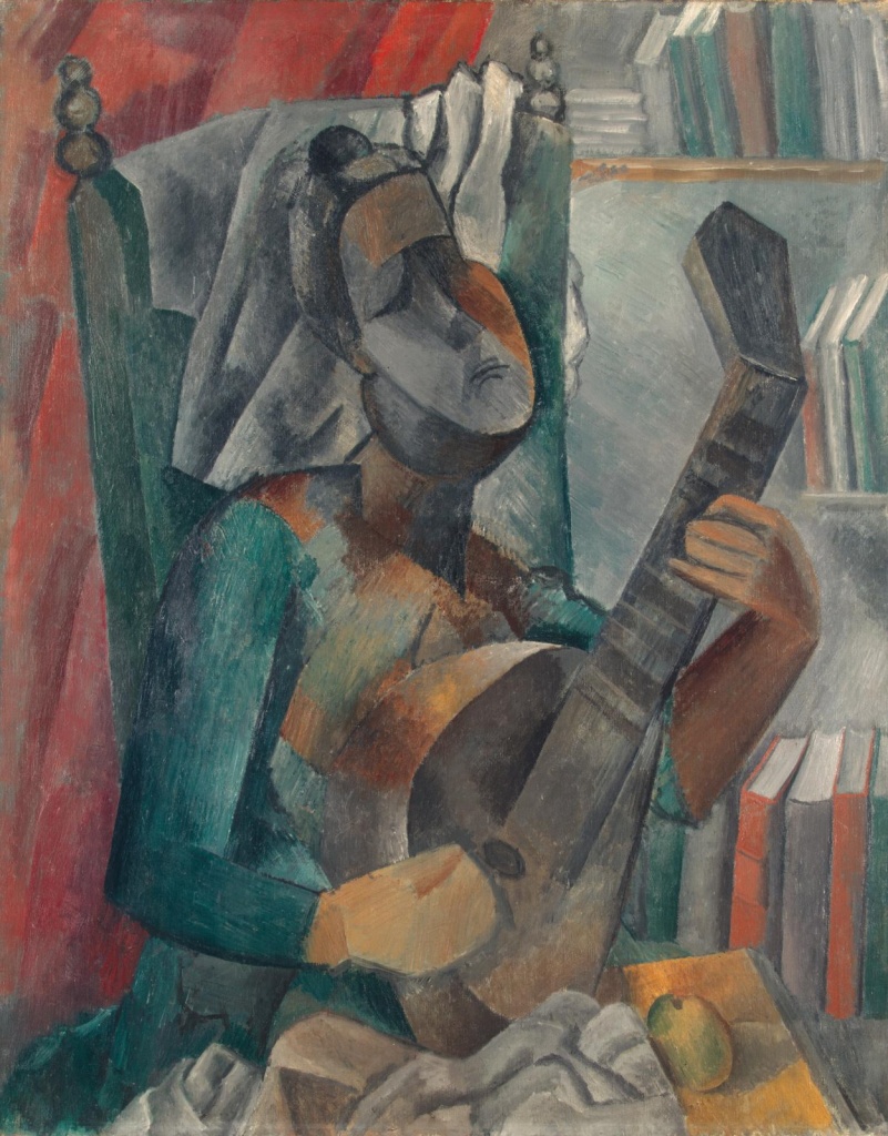 Пабло Пикассо «Женщина с мандолиной» (1909). Главный штаб, зал 435. Правообладатель: Государственный Эрмитаж, hermitagemuseum.org. Пабло Пикассо. «Женщина с мандолиной» (1909). Где: Главный штаб, зал 435. Правообладатель: Государственный Эрмитаж, hermitagemuseum.org.