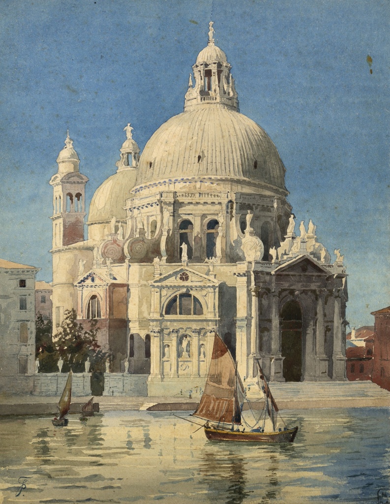 Гримм Г. Д. Вид церкви Санта Мариа делла Салюте в Венеции. 1890-е. Бумага, акварель
