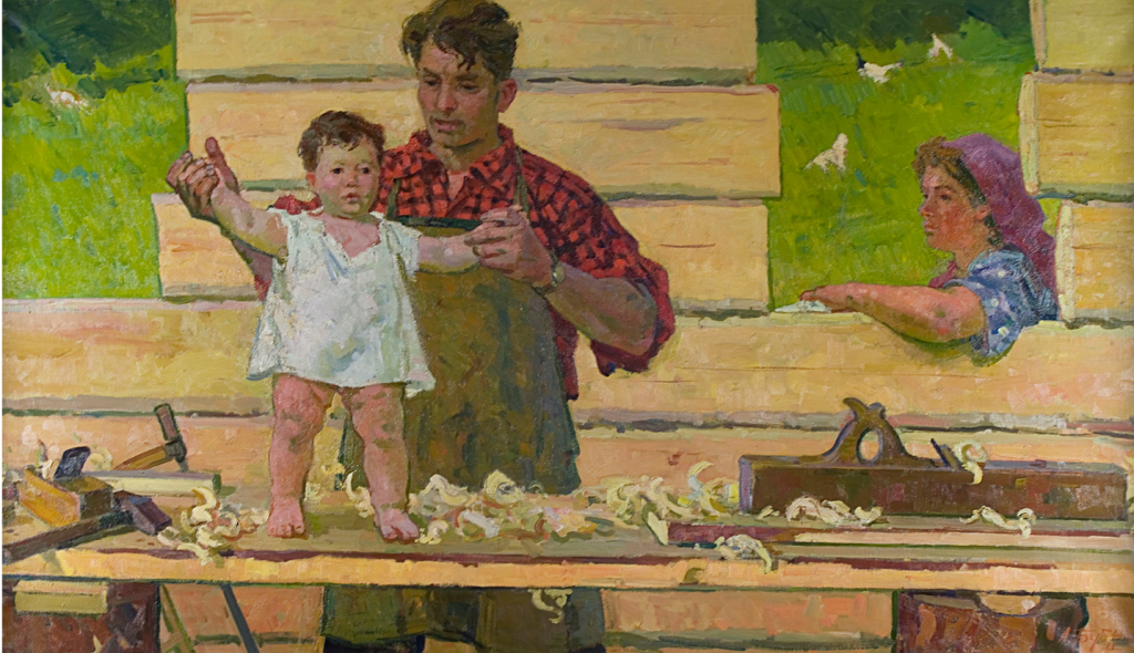 «Колхозный дом (Мирные дни)» Александра Бубнова (1861). Правообладатель: Тверская областная картинная галерея. «Колхозный дом (Мирные дни)» Александра Бубнова (1861). Правообладатель: Тверская областная картинная галерея.