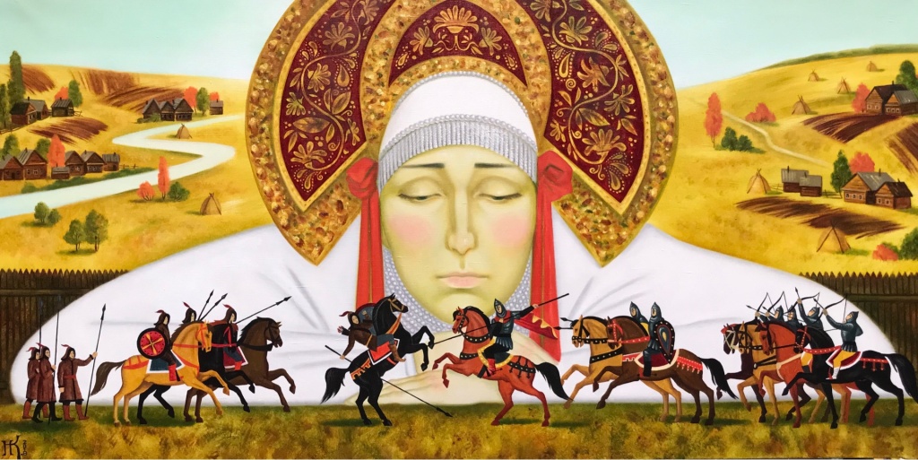 Наталья Климова. «Древняя Русь». 70х140 см, холст,масло, 2018. Наталья Климова. «Древняя Русь». 70х140 см, холст,масло, 2018.