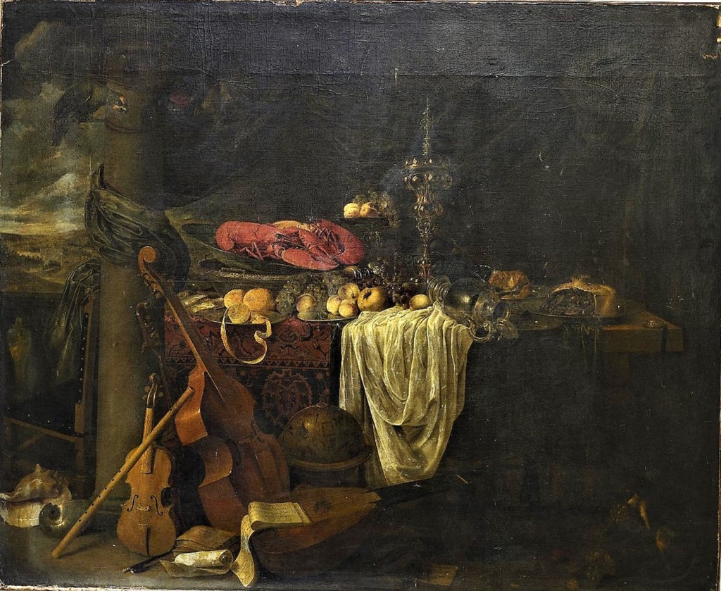 Ян ван ден Хекке. Роскошный натюрморт. 1659-1675 гг. Картина до реставрации