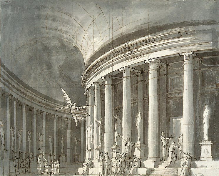 Эскиз оформления сцены с храмом-ротондой. 1790-е.