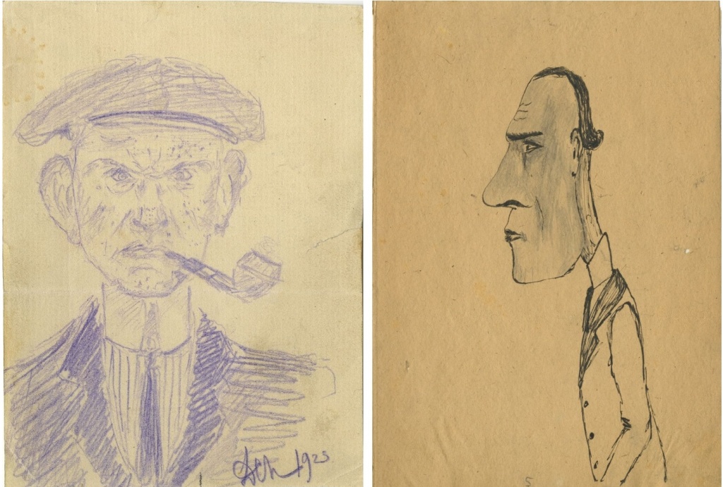 Шаржи Даниила Хармса на друзей. Правообладатель: РНБ, nlr.ru. 