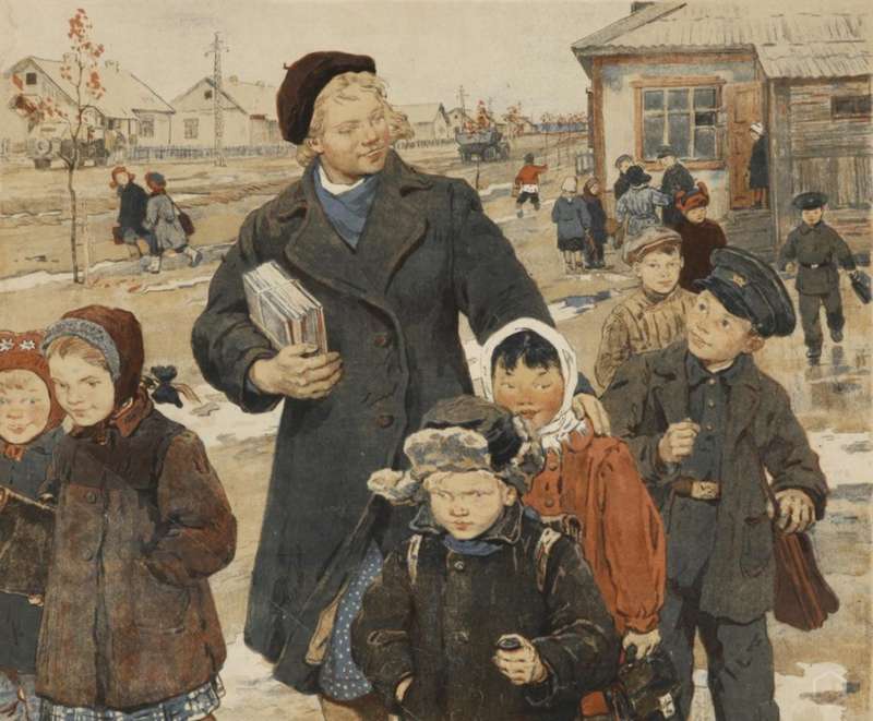 Ирина Воробьёва «Учительница» (1957). Источник: vk.ru/wall-39786405_62500. И. Н. Воробьёва — «Учительница» (1957). Источник: соцсети.