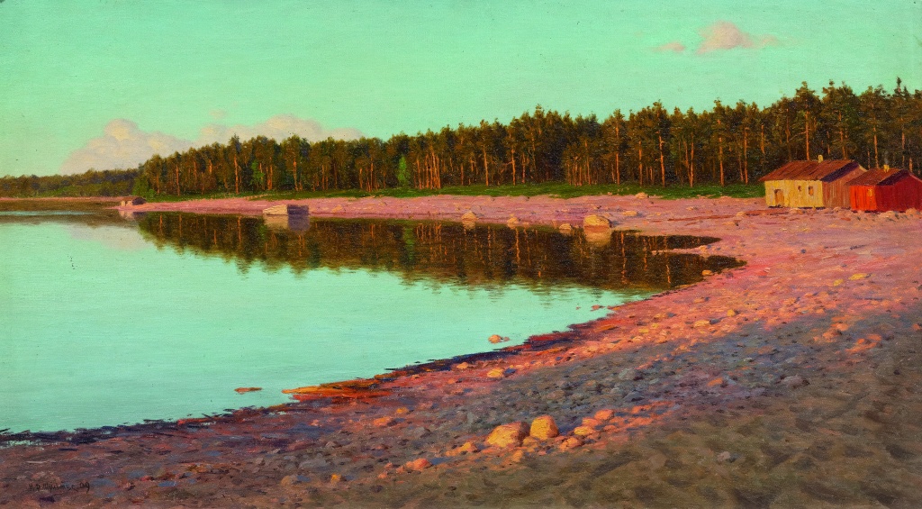 И.Ф. Шультце. Берег озера на закате. 1909 г..jpg
