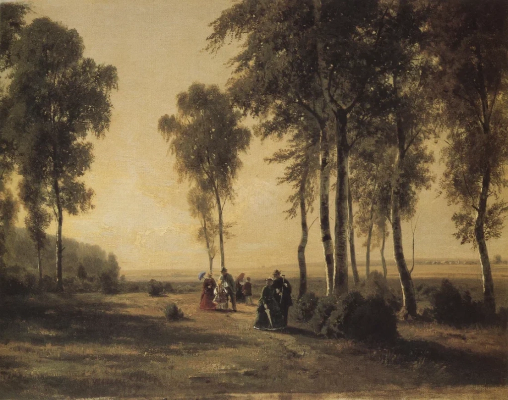 И. Шишкин. Пейзаж с гуляющими. 1869. Х.,м. 31.5 х 41.5. ГРМ..jpeg