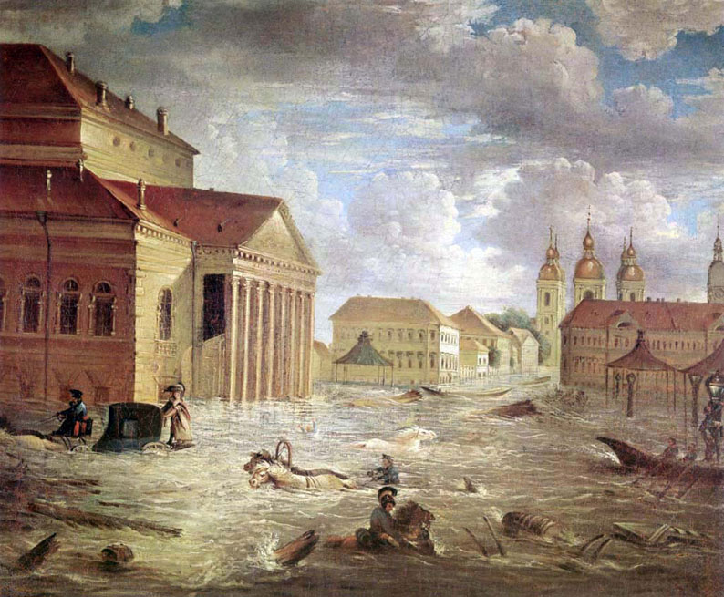 Фёдор Алексеев «Наводнение в Санкт-Петербурге». 1824. Правообладатель: Государственный Русский музей. Федор Алексеев. Наводнение в Санкт-Петербурге. 1824. Правообладатель: Государственный Русский музей.