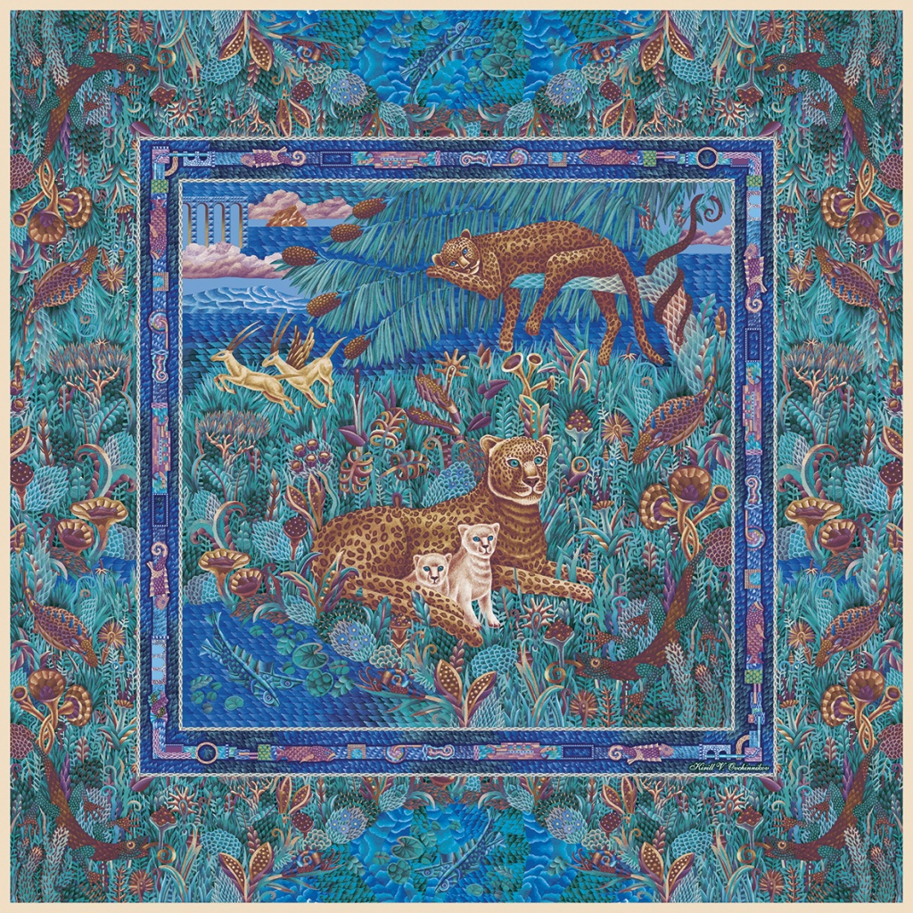 Ночная саванна, Бумага, акварель. Печать на ткани. 2022.