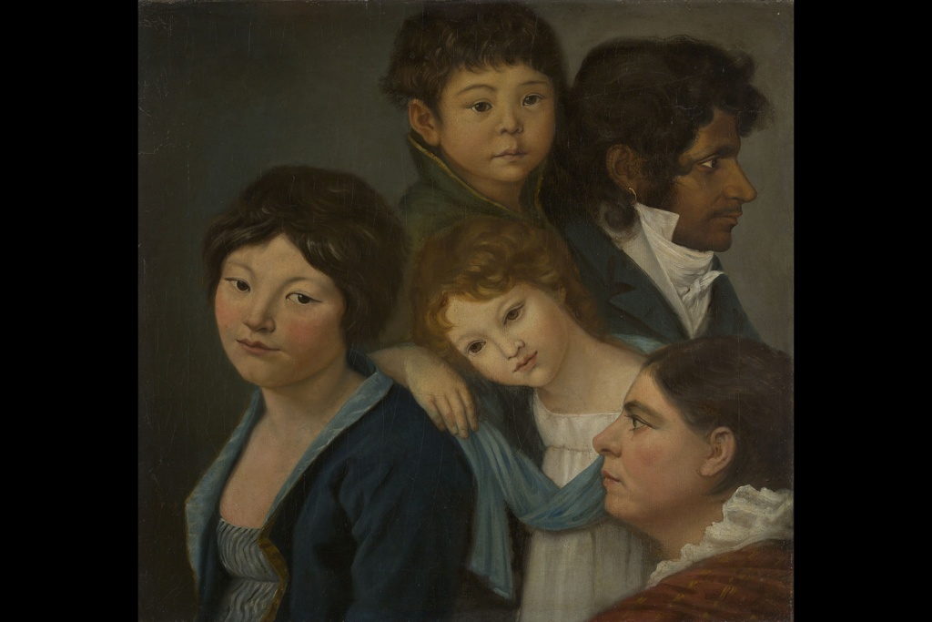 Неизвестный художник. Портрет В.Г. Бибиковой в окружении прислуги. Вторая половина 1800-х годов.