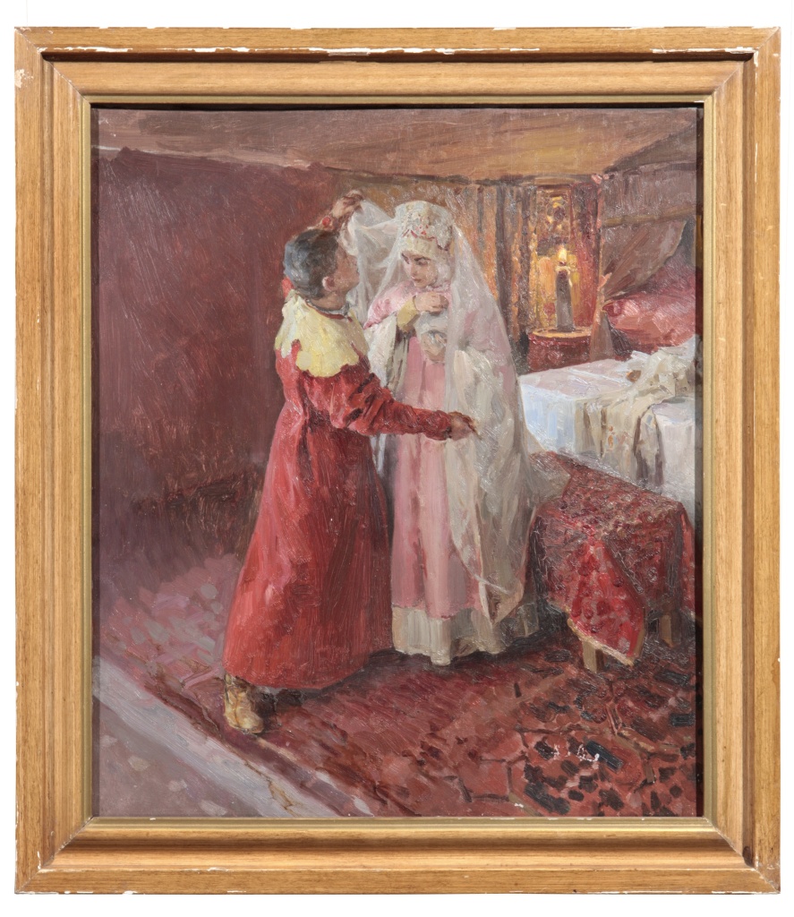 Клавдий Лебедев «Первая встреча молодых» (1911 год). Правообладатель изображения: пресс-служба Государственного музея истории религии. Первая встреча молодых К Лебедев 1911.jpg